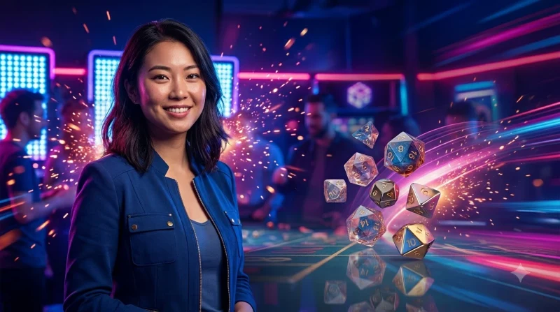 Ảnh minh họa khái niệm tài xỉu xúc xắc trực tuyến với giao diện hologram