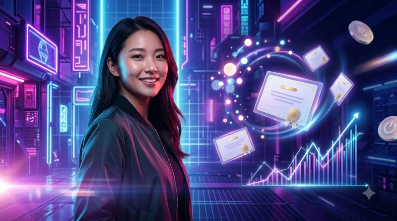 Ba hộp quà nổi bật với biểu tượng phần thưởng khác nhau trên nền neon