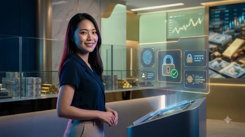 Bản kiểm tra bảo mật hologram phát sáng trên mạng kỹ thuật số