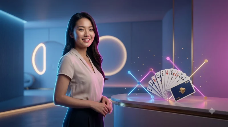 Bàn tay cầm bài và chuẩn bị đánh ra một lá bài, minh họa mẹo nhỏ giúp chiến thắng phỏm