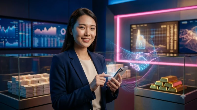 Biểu tượng cảnh báo đỏ trên cảnh quan kỹ thuật số với móc câu lừa đảo và bóng tối