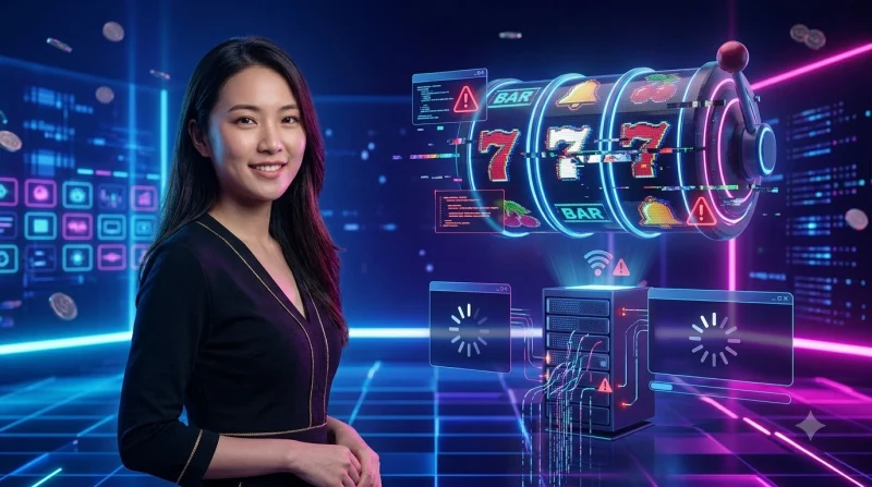 Biểu tượng kỹ thuật số về sự cố kết nối mạng và máy chủ