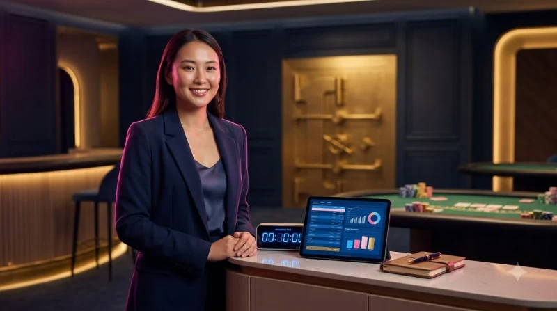 Cân bằng giữa đồng hồ và đồng tiền vàng tượng trưng cho lợi ích của kỷ luật trong giải trí trực tuyến