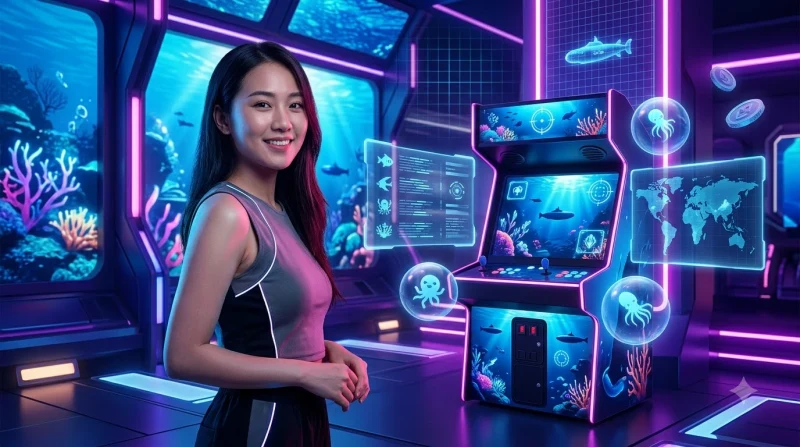 Chi tiết giao diện phòng bắn cá với các biểu tượng sinh vật biển phát sáng