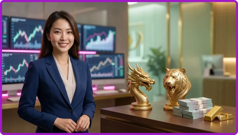 Người chơi mới tìm hiểu thuật ngữ rồng hổ ALO789 qua bảng thuật ngữ hologram