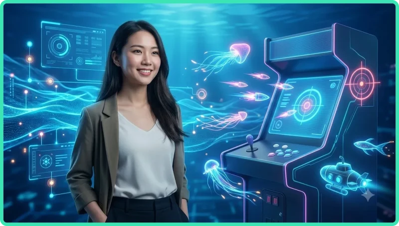 Thế giới đại dương đầy màu sắc với cá bơi tung tăng và vũ khí công nghệ cao phát sáng